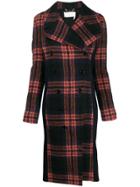 Chloé Check Detail Double Breasted Coat - Blue