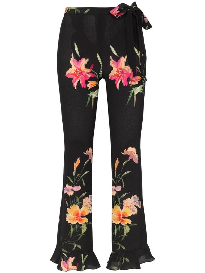 Etro Silk Floral Waist Tie Trousers - Black