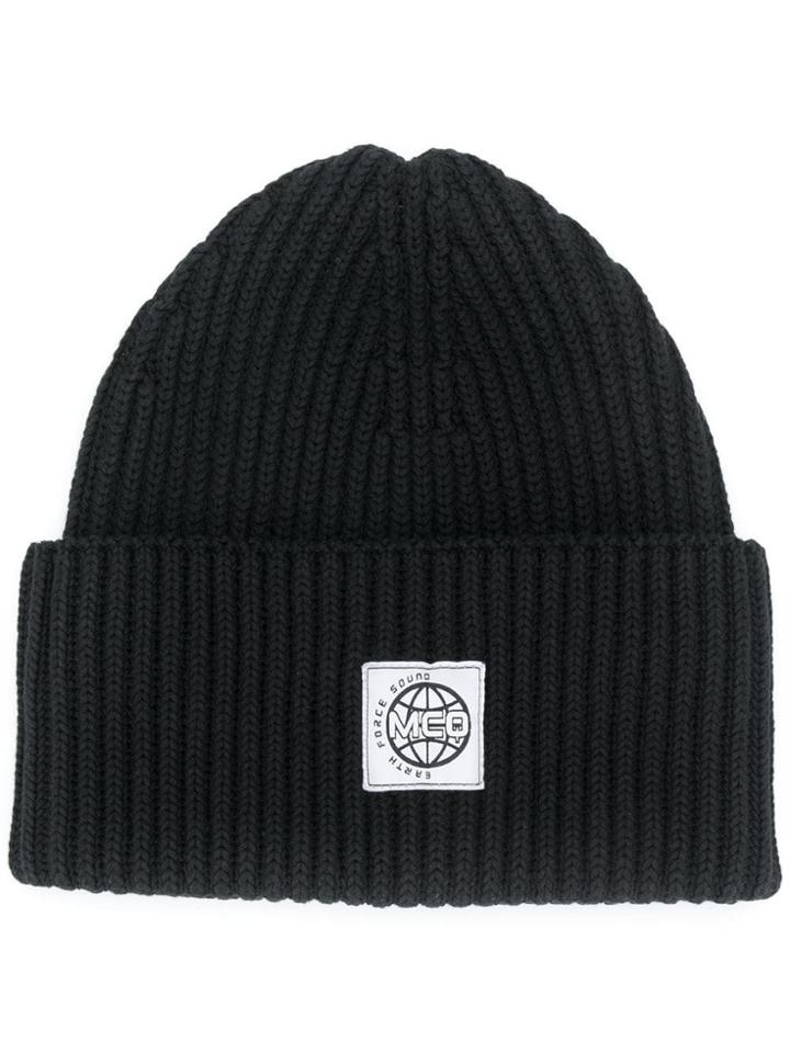 Mcq Alexander Mcqueen Ribbed Knitted Hat - Black