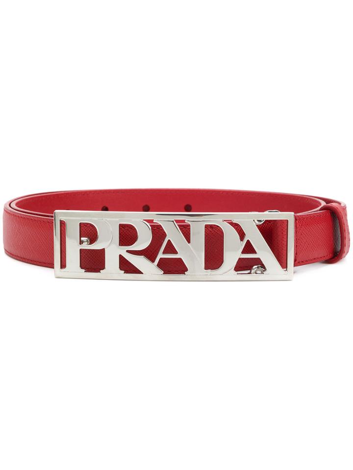 Prada Logo Plaque Belt - Red