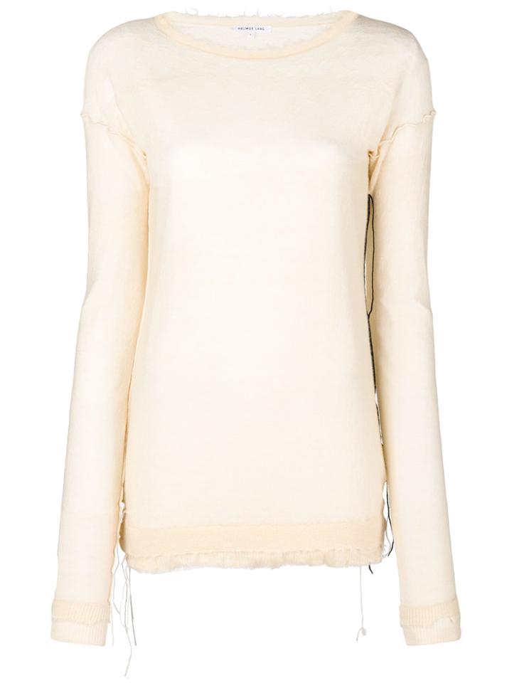 Helmut Lang Distressed-hem Fitted Sweater - Nude & Neutrals