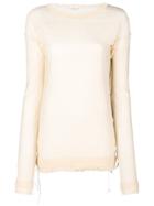 Helmut Lang Distressed-hem Fitted Sweater - Nude & Neutrals