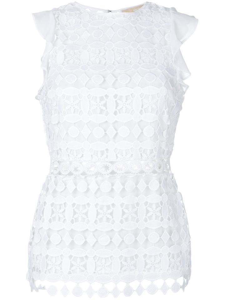 Michael Michael Kors Geometric Floral Lace Top - White