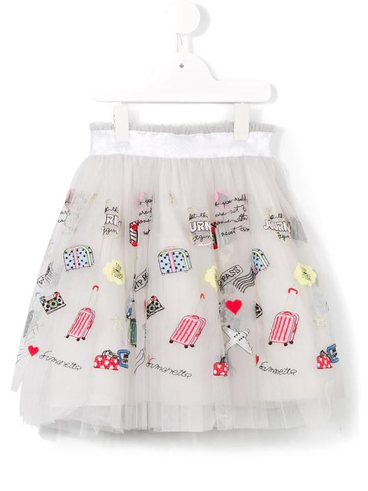 Simonetta Journey Appliqué Tutu Skirt, Girl's, Size: 10 Yrs, White