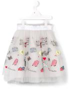 Simonetta Journey Appliqué Tutu Skirt, Girl's, Size: 10 Yrs, White