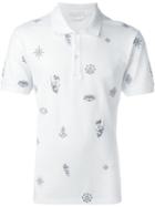 Alexander Mcqueen Tattoo Print Polo Shirt, Men's, Size: L, White, Cotton/polyester