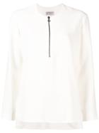 Alberto Biani Zipped Front Flared Blouse - Nude & Neutrals
