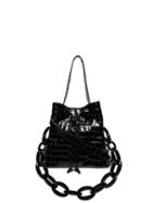 Tara Zadeh Lila Mock Croc Bucket Bag - Black