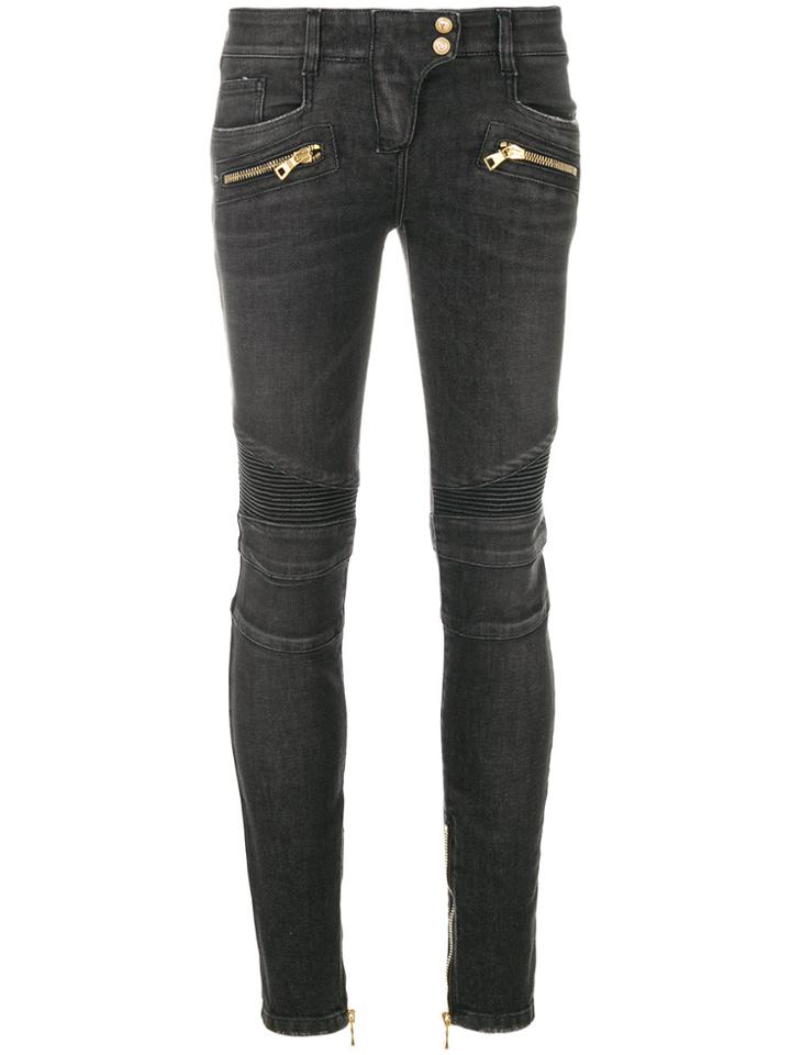 Balmain Skinny Biker Jeans - Black
