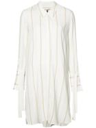 Halston Heritage - Striped Shirt Dress - Women - Polyester - 2, White, Polyester