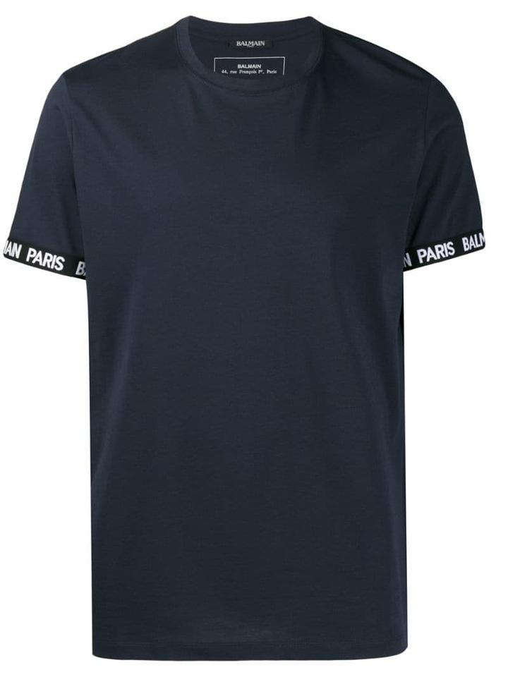 Balmain Logo Trim T-shirt - Blue