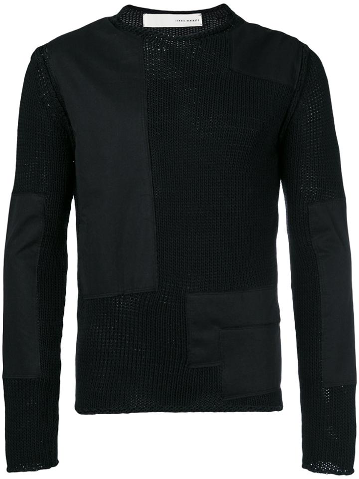 Isabel Benenato Poplin-panelled Sweater - Black