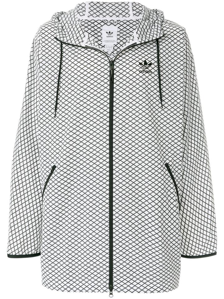 Adidas Patterned Trefoil Hooded Jacket - White