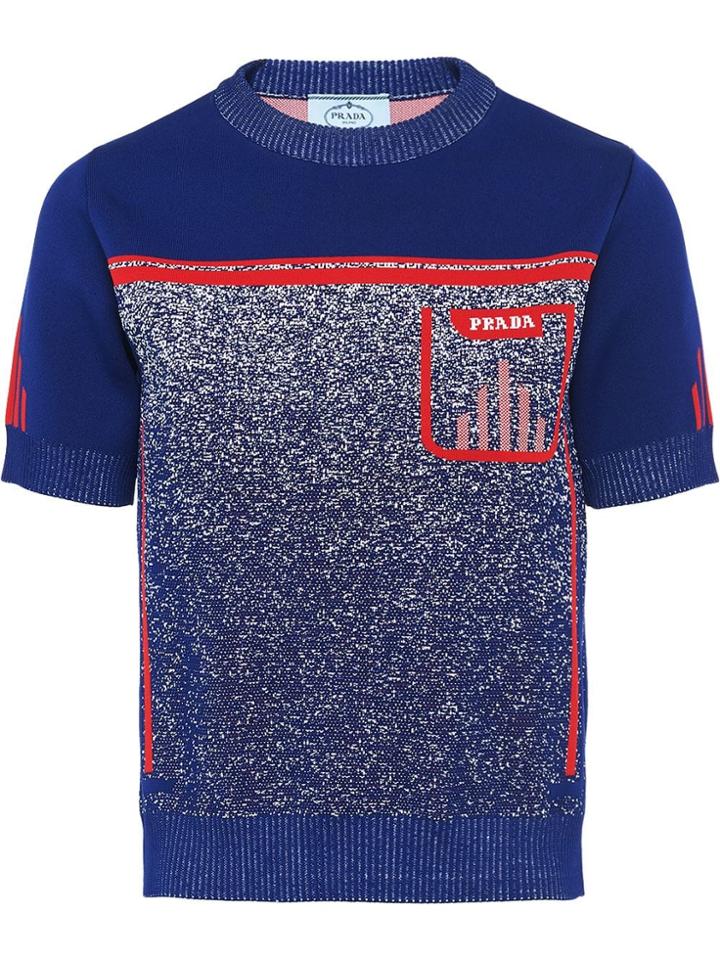 Prada Mouliné Jacquard T-shirt - Blue