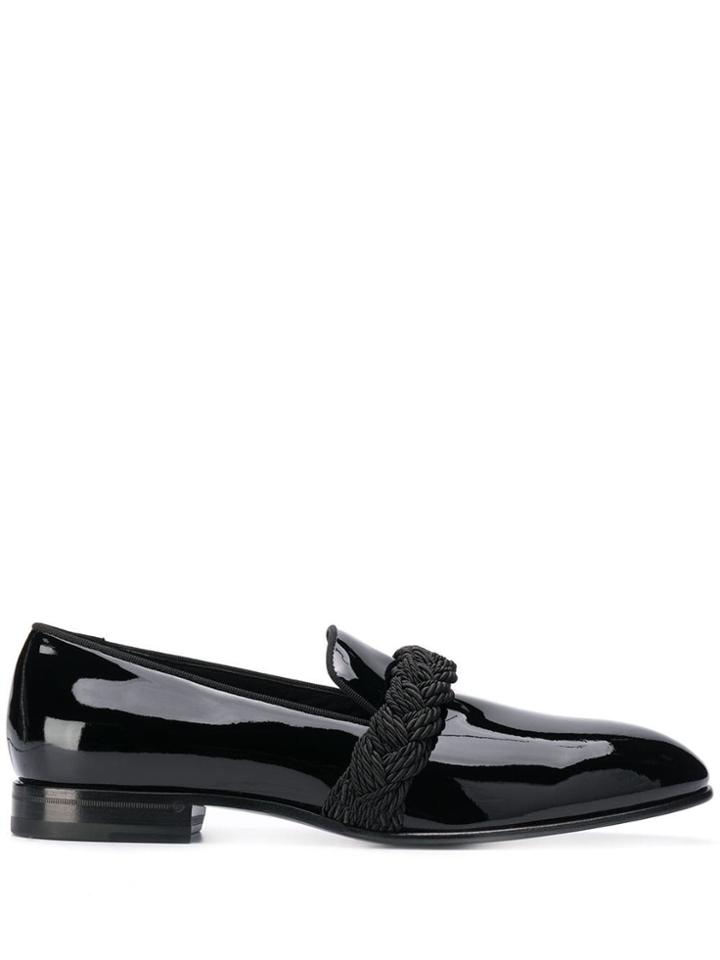 Balmain Woven Strap Loafers - Black