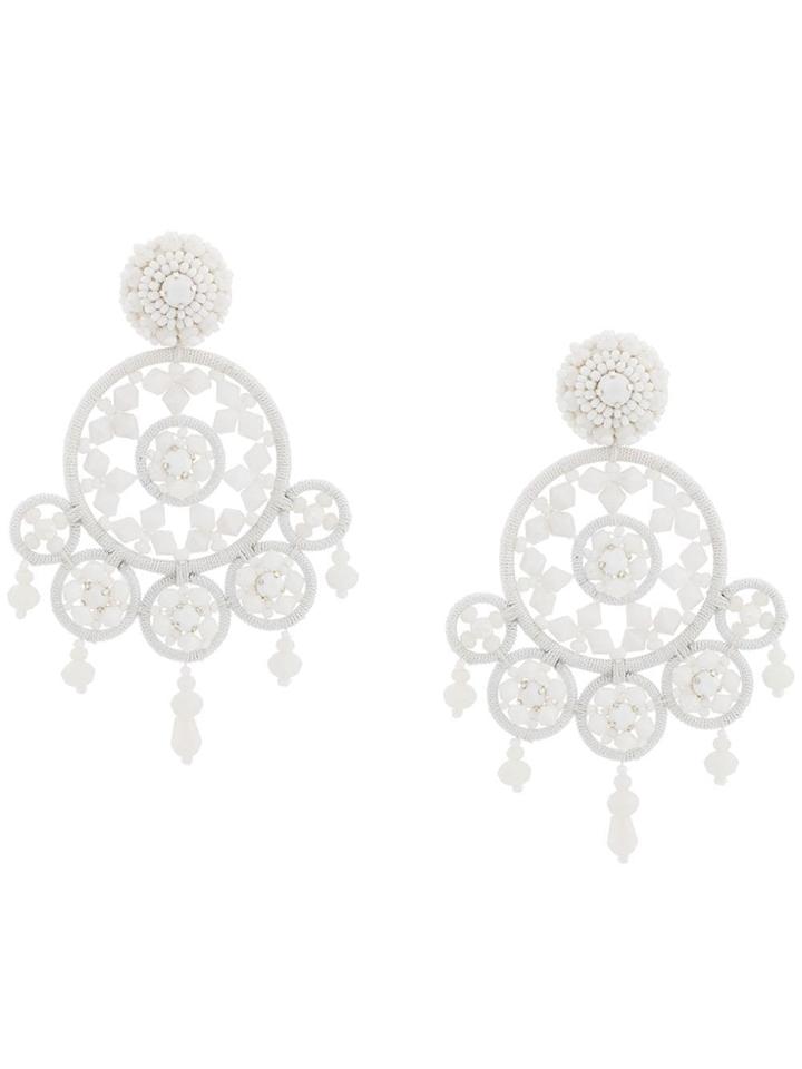 Oscar De La Renta Dreamcatcher Beaded Earrings - White