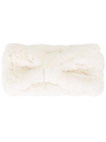 Yves Salomon Accessories Rex Furry Headband - White