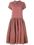 Rundholz - Striped Flared Dress - Women - Cotton - S, Red, Cotton