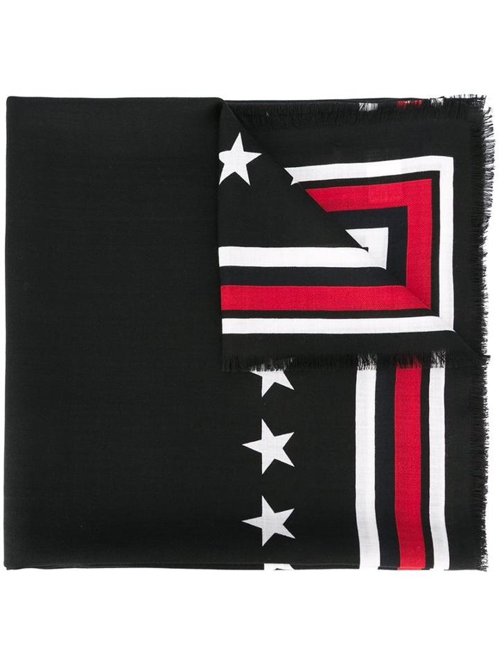 Givenchy '17' Print Scarf, Women's, Black, Virgin Wool/silk
