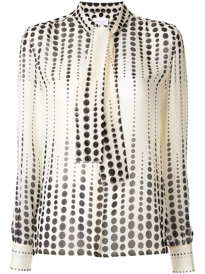 Giambattista Valli Polka Dot-print Pussy-bow Blouse - White