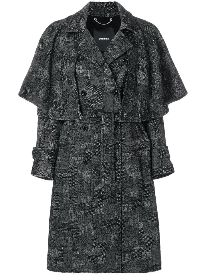 Diesel W-jadew Patchwork Coat - Black