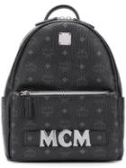 Mcm Printed Logo Backpack - Black