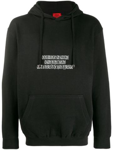 Pressure Text Print Hoodie - Black