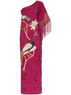 One Vintage Embroidered One-shoulder Gown