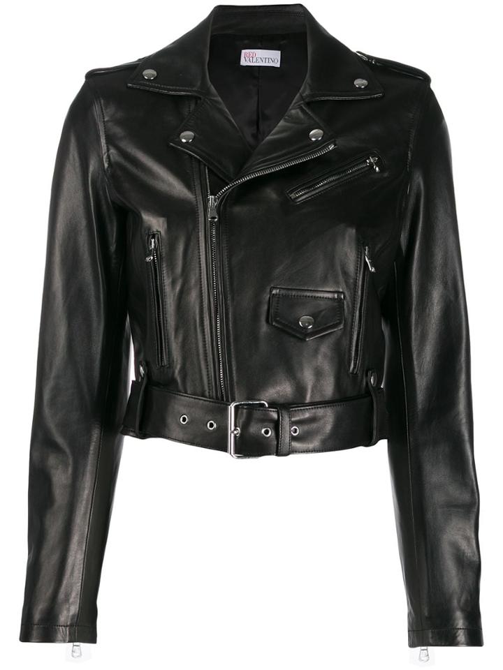 Red Valentino Cropped Biker Jacket - Black