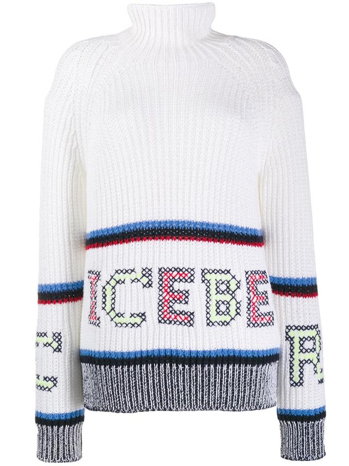 Iceberg Logo Turtle Neck Jumper - White