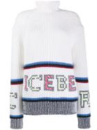 Iceberg Logo Turtle Neck Jumper - White