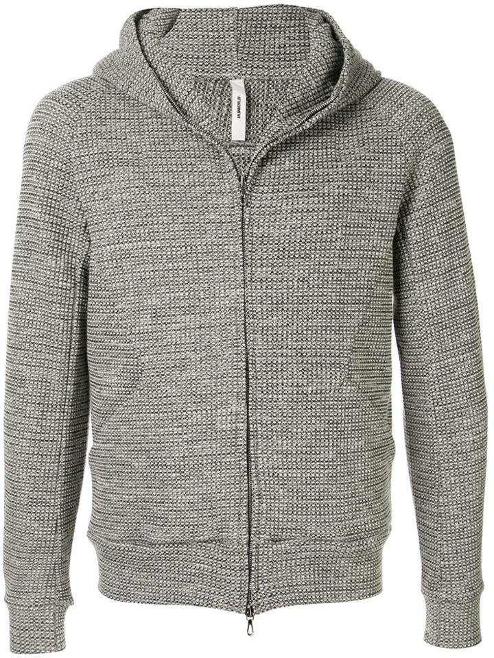 Attachment Textured Flannel Hoodie - Grey
