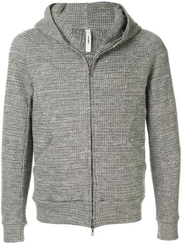 Attachment Textured Flannel Hoodie - Grey