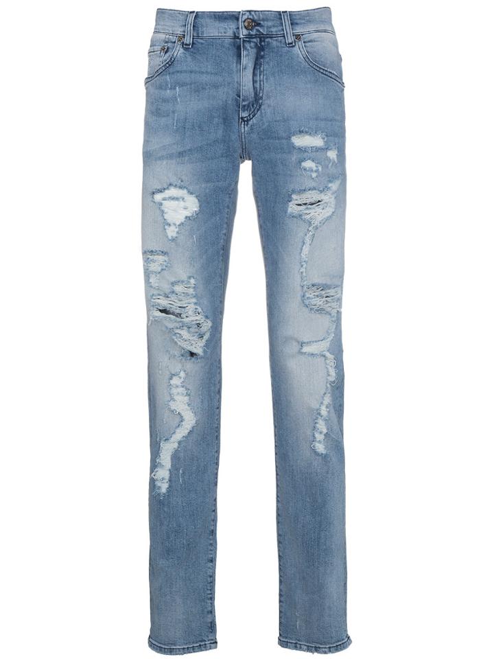 Dolce & Gabbana Distressed Slim Fit Jeans - Blue