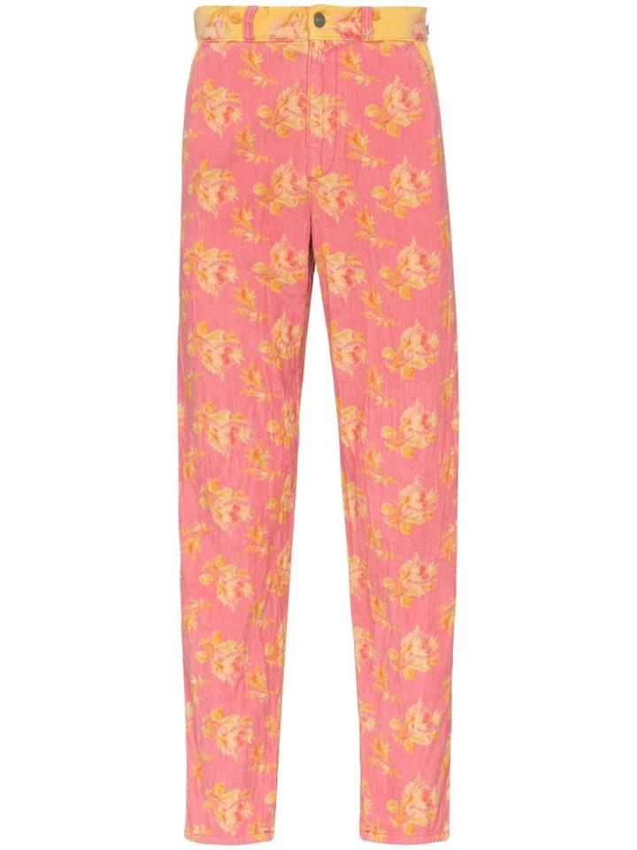 Gucci Floral Print Corduroy Jeans - Pink