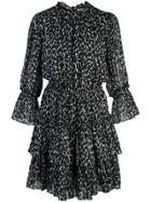Michael Kors Collection Spot Print Tiered Mini Dress - Black