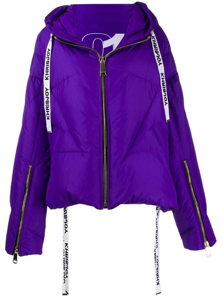Khrisjoy Logo Drawstring Puffer Jacket - Purple