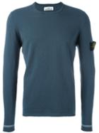 Stone Island Crew-neck Jumper, Men's, Size: Large, Blue, Cotton