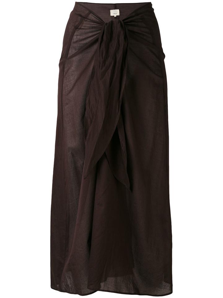 Diega - Tie Waist Skirt - Women - Cotton - M, Brown, Cotton
