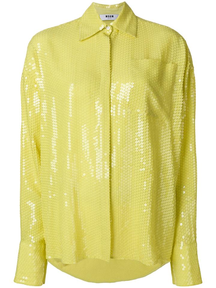 Msgm Sequinned Shirt - Yellow & Orange