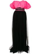 Msgm Off-the-shoulder Layered Dress - Pink & Purple
