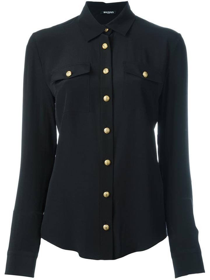 Balmain Classic Shirt, Women's, Size: 38, Black, Silk