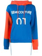 Semicouture Logo Print Hoodie - Blue