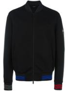 Fendi Zig-zag Trim Bomber Jacket, Men's, Size: 52, Black, Viscose/lamb Skin/polyester/cotton