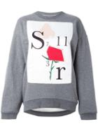 Au Jour Le Jour Rose Print Sweatshirt, Women's, Size: 42, Grey, Cotton/polyester