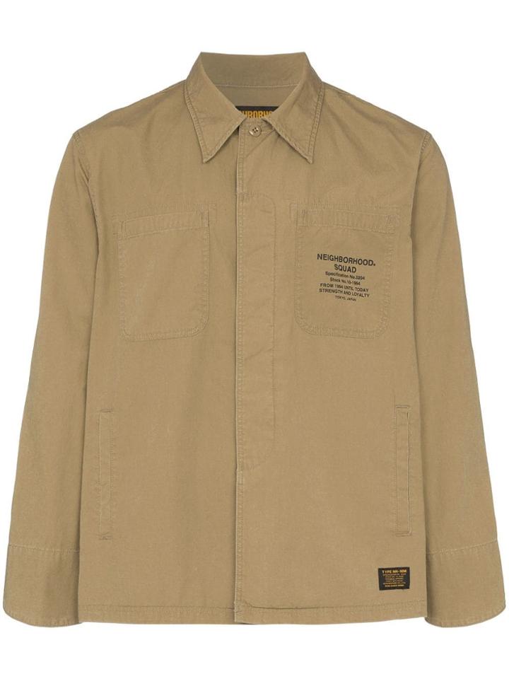 Neighborhood Logo Print Shirt Jacket - Green