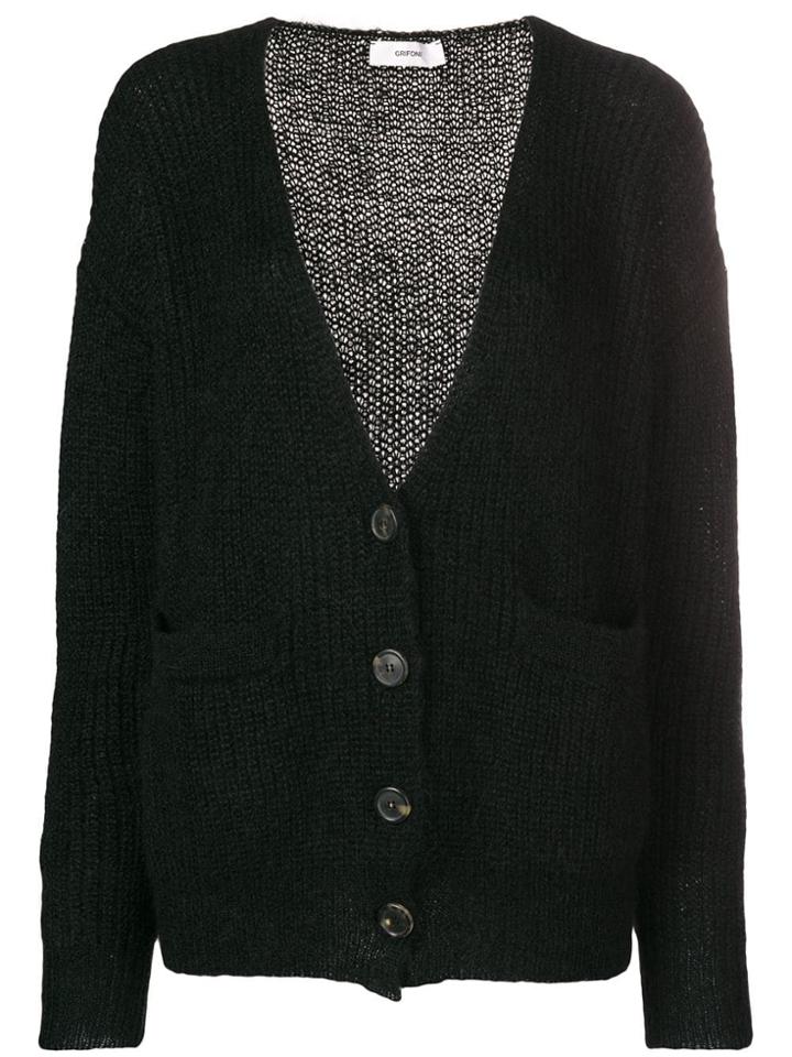 Mauro Grifoni V-neck Button Cardigan - Black