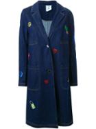 Steve J & Yoni P Embroidered Denim Coat, Women's, Size: Medium, Blue, Cotton/polyester