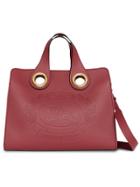 Burberry The Leather Crest Grommet Detail Tote - Red