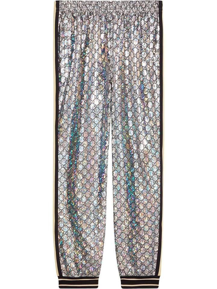 Gucci Laminated Sparkling Gg Jersey Jogging Pant - Silver